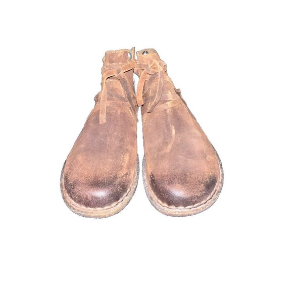 BORN Boots Womens Tarklin Booties Brown Suede Distressed Boho Zip Wrap Lace - Picture 2 of 12